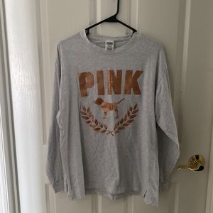 PINK Grey Shine Long Sleeve Campus Tee
